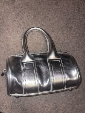 Silver Metallic Barrel Handbag